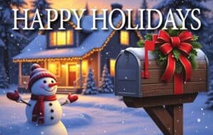 #GS26 - Snowman with Mailbox "Happy Holidays" Postcard